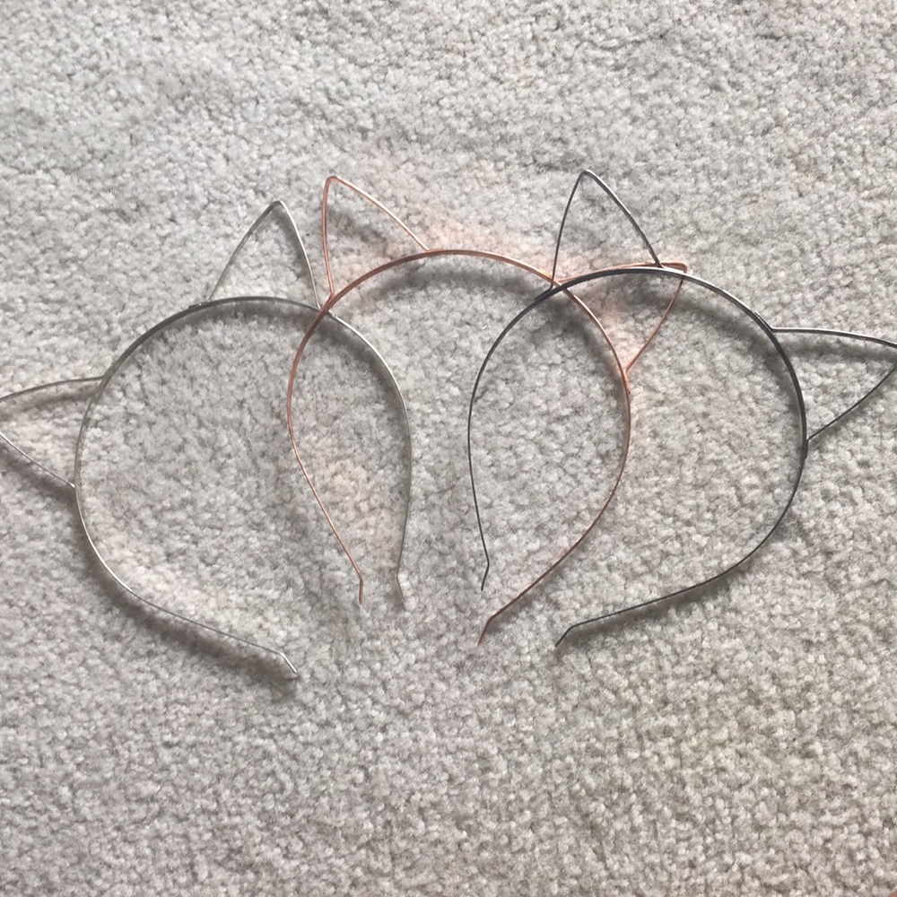 Three cat ear headbands